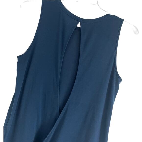 Athleta Soft Open Cutout Wrap Back Blue Tank Top - Picture 6 of 7